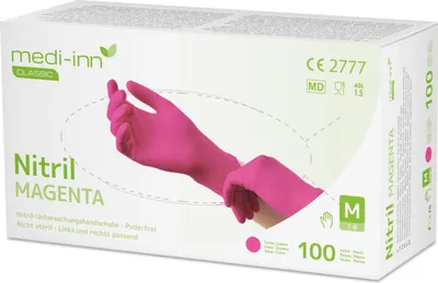 Produktbild von Medi-Inn Nitril Magenta - pink - puderfrei - Gr. M - 1000 Einmalhandschuhe