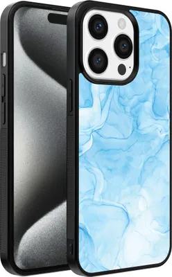 Produktbild von Handyhülle passend für iPhone 15 Pro mit Marmordruck - TPU Back Cover Case Marmor Design - Hellblau