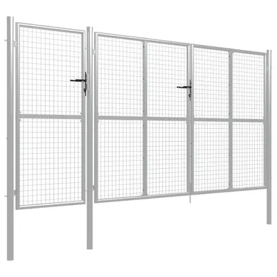 Produktbild von vidaXL Gartentor aus Stahl 400 x 150 cm Silber
