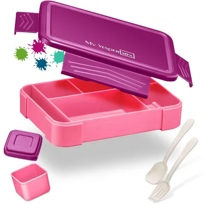 Produktbild von My Vesperbox® Brotdose für Kinder mit Fächern [LITE] - Lunchbox mit Trennfächern - Bento Box - Jausenbox - Brotzeitbox für Schule & Kindergarten - Vesperdose für Jungen & Mädchen – Lila