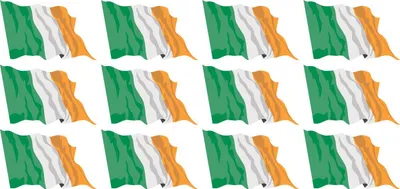 Produktbild von Mini Aufkleber Set - Pack wehend - 50x31mm - selbstklebender Sticker - Fahne - Irland - Flagge / Banner / Standarte fürs Auto, Büro, zu Hause und die Schule - 12 Stück