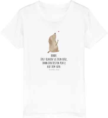 Produktbild von Mr. & Mrs. Panda Kleinkinder T-Shirt Hund Liebe 3-4 Jahre (98/104) - Weiß - Geschenk, Sprüche, Mädchen, Bio Kinder, Hunde, Teenager, Herz, Kindershirt