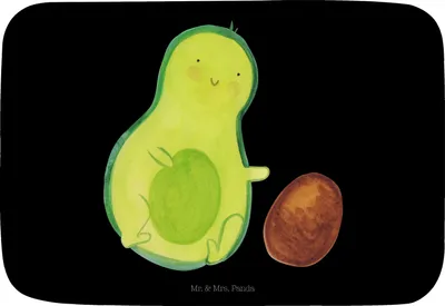 Produktbild von Mr. & Mrs. Panda Badematte Avocado Kern rollt - Schwarz - Geschenk, Liebe, Geburtstag, Baby, Badezimmerteppich, Duschvorleger, duschmatte, Badvorleger, Geburt, Badteppich