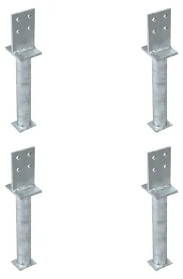 Zdjęcie produktu dla Alberts 4 x wsporniki słupków teowych ze środnikiem, kotwa do betonu 300 mm, wysokość środnika 130 mm, ocynkowane ogniowo, do osadzania w betonie
