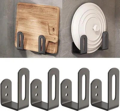 Imagen del producto de Soportes para tablas de cortar de metal, juego de 4 unidades, para montaje en pared, ideales para la cocina