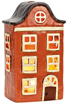 Immagine prodotto di Lanterna rossa decorativa in gres, 13x22x9 cm