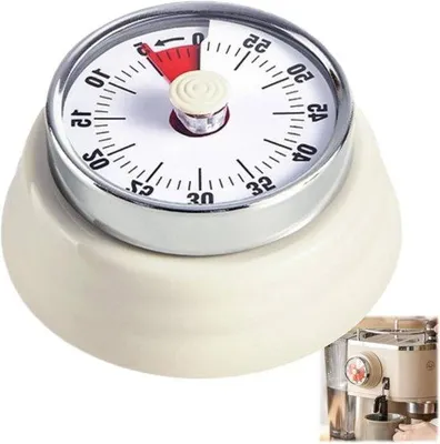 Produktbild von Mechanischer 60-Minuten-Timer – Magnetisch – Handlich für Kinder, Studium und Arbeit – Weiß – Für die Küche – Visuell – Eieruhr und Countdown-Timer