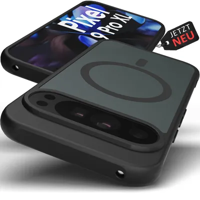 Produktbild von Google Pixel 9 Pro XL Hülle - MagSafe Case magnetisch Matt Schwarz Dünn | Schutzhülle stoßfest Handyhülle - Kameraschutz | Cover Bumper | GreenHec