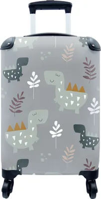 Obrázok produktu pre Kufrík Ručná batožina na kolieskach Malý cestovný kufor so 4 kolieskami Vzory - Chlapci - Deti - Dinosaurus - Veľkosť kabíny < 55x40x23 cm & 55x40x20