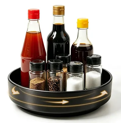 Image de Omgoods - Plateau tournant pour réfrigérateur, organisateur de 26 cm - Étagère rotative pour épices, idéale pour la cuisine et la salle de bain