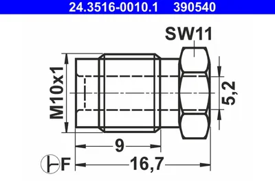 Produktbild von ATE Ueberwurfschraube Gew.Mass M10X1 Sw 11