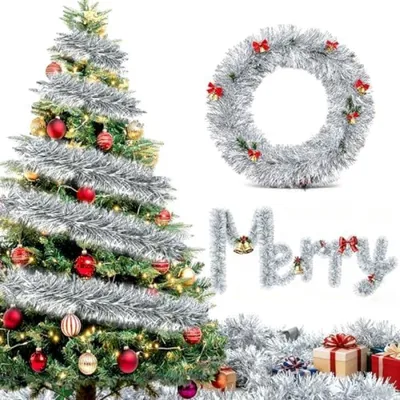 Produktbild von PromoHome® Weihnachtsgirlande 20 Meter – Silberne Festliche Dekoration für Innen und Außen