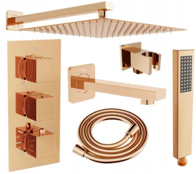 Immagine prodotto di Mexen Cube DR02 set da bagno-doccia ad incasso con soffione da 25 cm, oro rosa - 77503DR0225-60