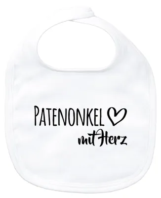 Produktbild von Huuraa Baby Lätzchen Patenonkel mit Herz White Klettverschluss  Baumwolle Latz Geschenkidee