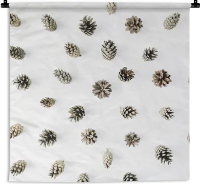 Produktbild von MuchoWow® Wandteppich Wandbehang Tannenzapfen - Winter - Weiß 150x150 cm Tapisserie Dekoration Wandtuch - Wohnaccessoires - Modernes