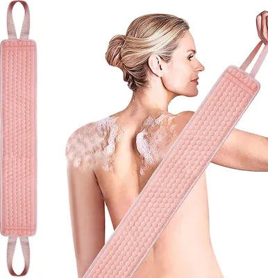 Produktbild von Netz Badeschwamm Eincremehilfe für Rücken Weiche Strapazierfähige für Das Tägliche Baden für Frauen und Männer,(Pink)