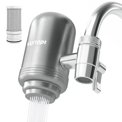 Produktbild von Edelstahl-Wasserfilter für den Wasserhahn - 500 Gallonen, reduziert Blei & Chlor, 1 Filter