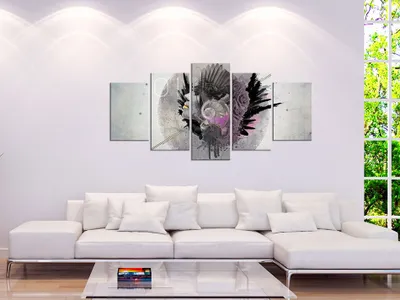 Immagine prodotto di Quadro acustico faccia astratta 200x100 cm immagini schiuma acustica ad alte prestazioni fonoassorbente isolamento acustico tela 5 pezzi parete murale acustica ambiente isolamento acustico a-A-0195-b-m