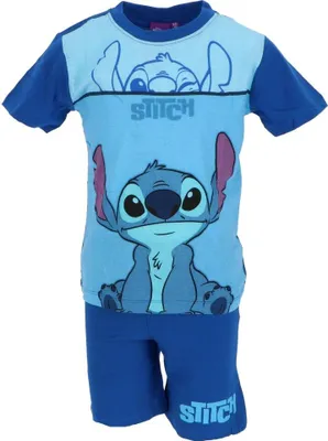 Produktbild von Lilo & Stitch Shortama – Kinderpyjama & Sommer Schlafanzug aus 100% Baumwolle Dunkelblau 4 Jahre