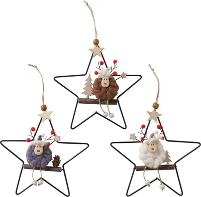Produktbild von Boltze Home Weihnachtsanhänger Hirsch in Metallstern H18cm