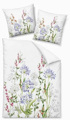 Produktbild von Janine Modern Art Mako Satin Bettwäsche - Blumenwiese 135 x 200 cm Blumenwiese, KI-generiertes Bild