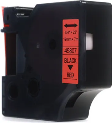 Produktbild von JetWorld Ersatzband Dymo D1, Schwarz auf Rot, 19 mm x 7 m (45807) (S0720870)