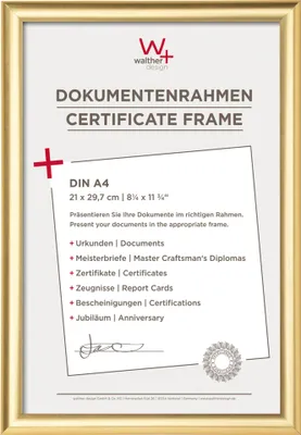 Produktbild von Walther Design KP130G, Einzelbilderrahmen, Gold, 13 x 18 cm, Rechteckig, Deutschland, 238 mm