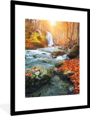 Produktbild von MuchoWow® Gerahmtes Poster Natur - Sonne - Herbst 60x80 cm - Poster mit Schwarzem Bilderrahmen Wandposter Rahmen Foto Bilder - Wohnzimmer - Dekorationen - Prämie