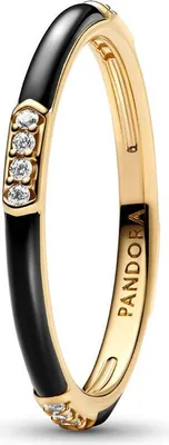 Produktbild von Ring für Damen mit schwarzer Emaille, vergoldet von PANDORA ME