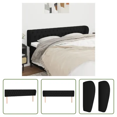 Produktbild von The Living Store Kopfteil mit Ohren Schwarz 183x23x78/88 cm Stoff