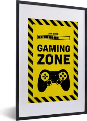 Produktbild von MuchoWow® Gerahmtes Poster Spiele - Zitate - Controller - Spielzone - Spiel 40x60 cm - Poster mit Schwarzem Bilderrahmen Wandposter Rahmen Foto Bilder - Poster in Rahmen