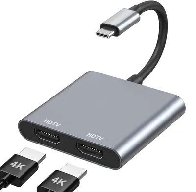 Obrázek produktu pro Adaptér USB-C na duální HDMI, 4K při 60 Hz – adaptér USB-C na rozbočovač HDMI pro dva monitory