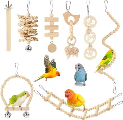 Immagine prodotto di Set di 8 giocattoli Vogelspe - Accessori per pappagalli e pappagallini
