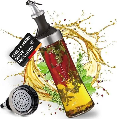Immagine prodotto di Flacone in vetro per uso personale di oli aromatici - pratico flacone con dosatore per un'erogazione senza pressione, flacone in vetro per olio