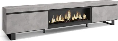 Produktbild von TV-Schrank, Lowboard, 267x35x57 cm, Für großformatiges TV, Elektrokamin XXL, Zementgrau