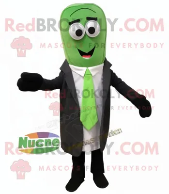 Productafbeelding van Cucumber mascotte REDBROKOLY kostuum karakter gekleed met een blazer en dasspelden