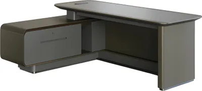 Produktbild von Schreibtisch Chefzimmer Modern Grau Schwarz Winkelschreibtisch Stauraum Design