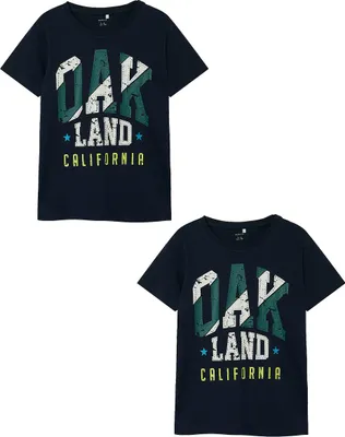 Produktbild von NAME IT T-Shirt 2er-Set Kurzarm Rundhals Regular Fit Print Größe: 104-116