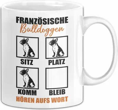 Produktbild von Bulldoggen Hören Aufs Wort Tasse Geschenk Bulldoggen Besitzer Mama Becher (Weiß)