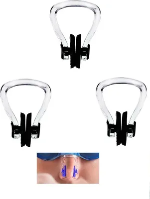 Immagine prodotto di Confezione da 3 pezzi di clip per il naso, per il nuoto, clip per il naso in silicone, protezione dall'acqua, adatta per adulti e bambini