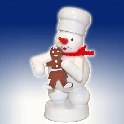 Obrázek produktu pro Miniaturní figurka sněhuláka s perníkářkou Výška 8 cm NOVINKA