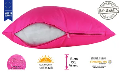 Produktbild von JACK 50x50cm Outdoor Lounge Kissen Dekokissen inkl. XXL-Füllung Wasserabweisend Sitzkissen Garten Stuhl Lotus Effekt, Farbe:Pink