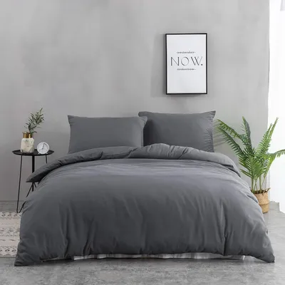 Produktbild von Bettwäsche 200x220 cm Grau 100% gebürstete Mikrofaser 110