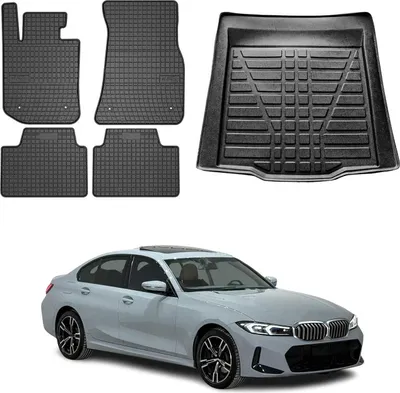 Immagine prodotto di Set tappetini e fodera bagagliaio per BMW Serie 3 G20 2018-2025 in gomma TPE nero 5x