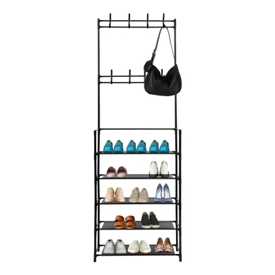 Produktbild von Garderobenständer mit Schuhregal 60*28*171cm multifunktionales Kleiderständer (Schwarz)