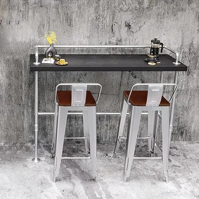 Produktbild von Bartisch Set 3-teilig – Industriedesign Stehtisch mit 2 Barhockern, Barstuhl mit Rückenlehne & Fußstütze – Perfekt für Küche, Esszimmer oder Hausbar