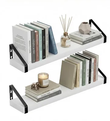 Produktbild von Wandregal Holz Rustikal Schweberegal 60cm 2er Set Weiß