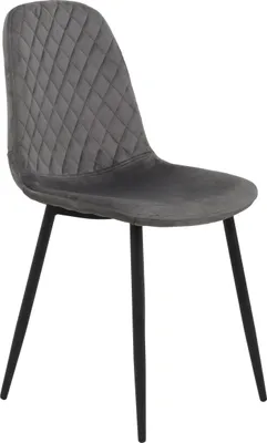 Produktbild von Hela Tische, 4er Set Vierfußstuhl Mira - Sitzschale Samt-Velour Grau - Metallgestell Schwarz - Rautensteppung - 100kg belastbar