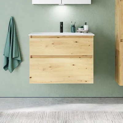 Immagine prodotto di Mobile sottolavabo burgbad Lin20 con lavabo in resina minerale, 82 cm, 2 cassetti