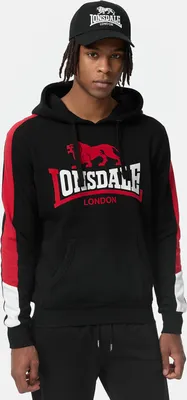 Produktbild von Herren Kapuzensweatshirt normale Passform LANGWELL Black/White/Red XXL Lonsdale